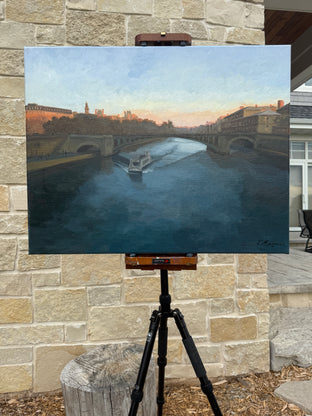 On the Seine at Sunset by Karen d’Angeac Mihm |  Context View of Artwork 