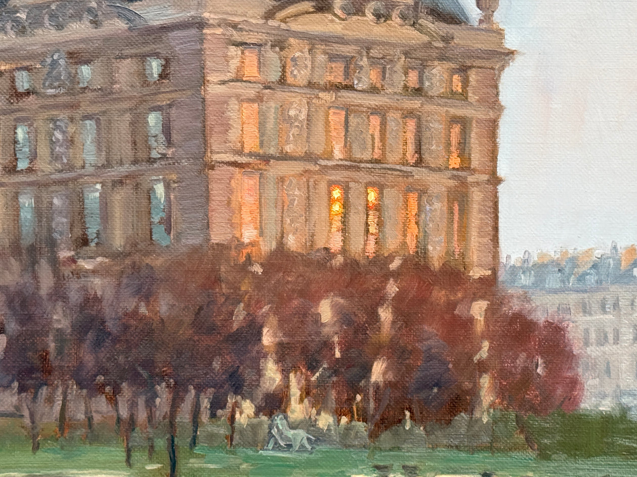 Pavillon de Flore at Sunset by Karen d’Angeac Mihm |  Closeup View of Artwork 