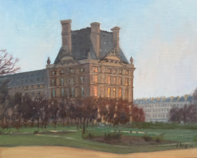 Original art for sale at UGallery.com | Pavillon de Flore at Sunset by Karen d’Angeac Mihm | $950 | oil painting | 16' h x 20' w