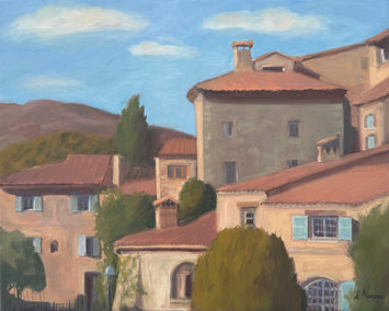 oil painting by Karen d’Angeac Mihm titled Saint-Paul-de-Vence Village