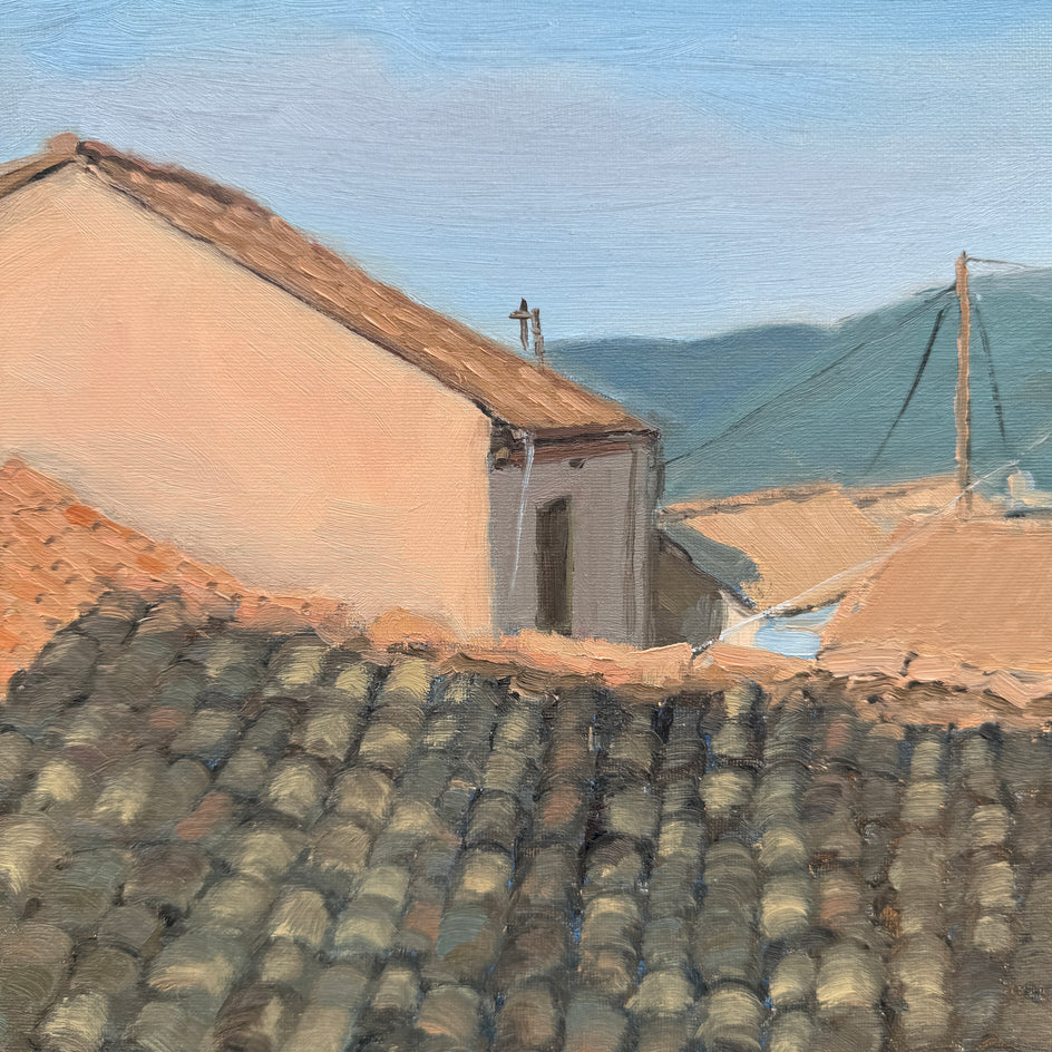 The Rooftops of Corfu by Karen d’Angeac Mihm |  Closeup View of Artwork 