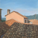 Original art for sale at UGallery.com | The Rooftops of Corfu by Karen d’Angeac Mihm | $575 | oil painting | 12' h x 12' w | thumbnail 1