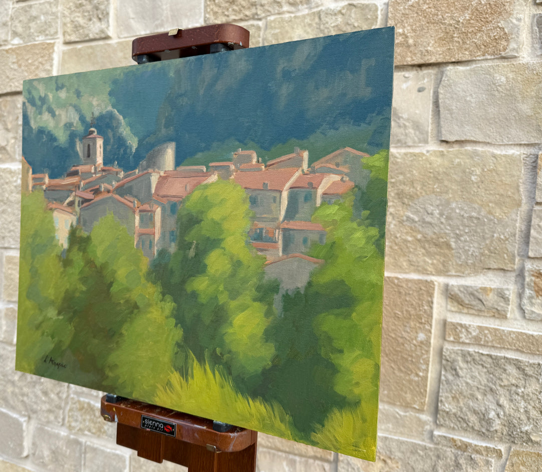 Village in Provence by Karen d’Angeac Mihm |  Side View of Artwork 