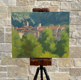 Original art for sale at UGallery.com | Village in Provence by Karen d’Angeac Mihm | $650 | oil painting | 16' h x 20' w | thumbnail 3