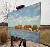 Original art for sale at UGallery.com | Wisconsin Lake on a Fall Day by Karen d’Angeac Mihm | $1,050 | oil painting | 18' h x 24' w | thumbnail 2