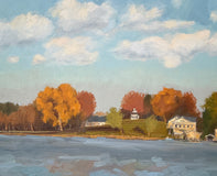 Original art for sale at UGallery.com | Wisconsin Lake on a Fall Day by Karen d’Angeac Mihm | $1,050 | oil painting | 18' h x 24' w | thumbnail 4
