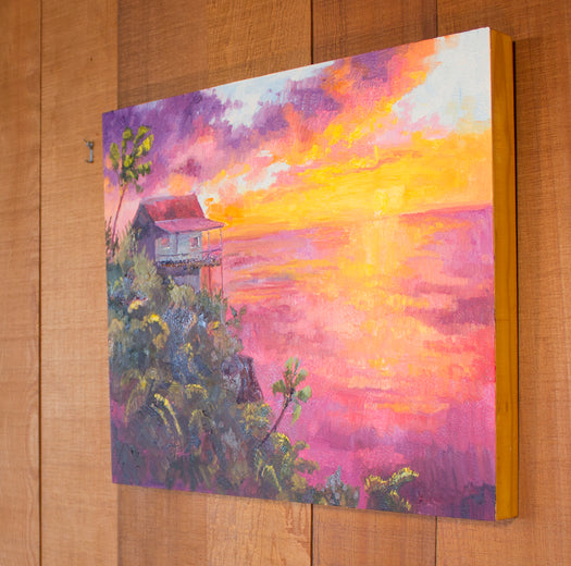 Cliffside Perch by Karen E Lewis |  Side View of Artwork 