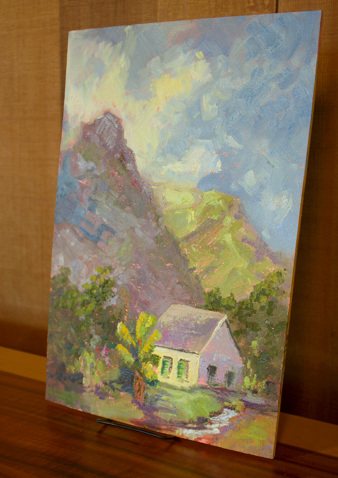 Iao Valley Cottage by Karen E Lewis |  Side View of Artwork 