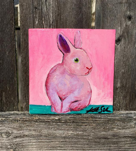 Neon Pink Bunny by Kat Silver |  Context View of Artwork 