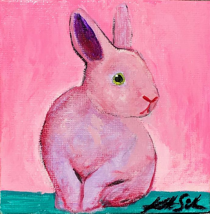 Neon Pink Bunny by Kat Silver |  Artwork Main Image 