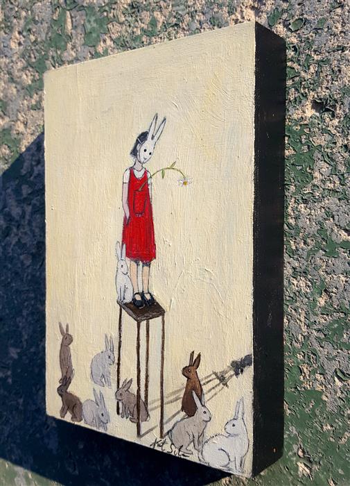 Thoughtful Reflection by Kat Silver |  Side View of Artwork 