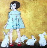 Original art for sale at UGallery.com | Face of Innocence by Kat Silver | $300 | oil painting | 6' h x 6' w | thumbnail 1