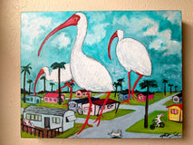 Original art for sale at UGallery.com | Ibis Invasions Part 2 by Kat Silver | $575 | oil painting | 11' h x 14' w | thumbnail 3