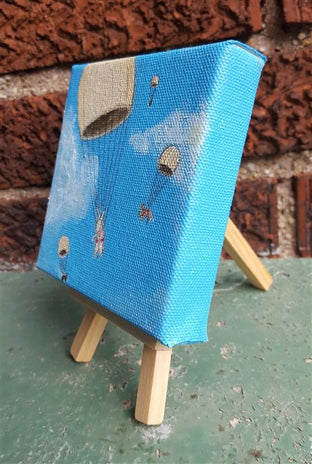 Parachuting Bunnies 4 by Kat Silver |  Side View of Artwork 
