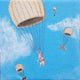 Original art for sale at UGallery.com | Parachuting Bunnies 4 by Kat Silver | $75 | oil painting | 4' h x 4' w | thumbnail 4