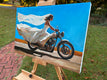 Original art for sale at UGallery.com | Bike and Train by Keith Thomson | $2,300 | oil painting | 16' h x 24' w | thumbnail 2