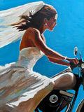 Original art for sale at UGallery.com | Bike and Train by Keith Thomson | $2,700 | oil painting | 16' h x 24' w | thumbnail 4