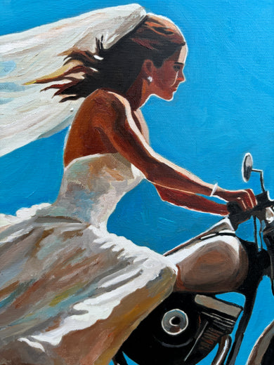 Bike and Train by Keith Thomson |   Closeup View of Artwork 