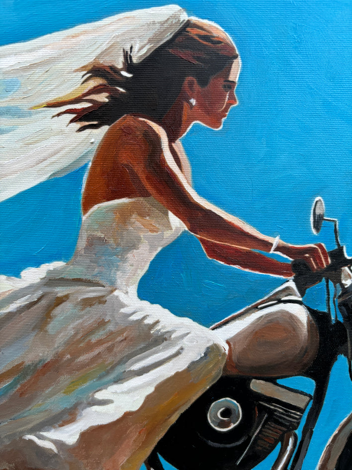 Bike and Train by Keith Thomson |  Closeup View of Artwork 