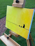 Original art for sale at UGallery.com | Birds and a Friend on a Wire by Keith Thomson | $1,175 | oil painting | 11' h x 14' w | thumbnail 2