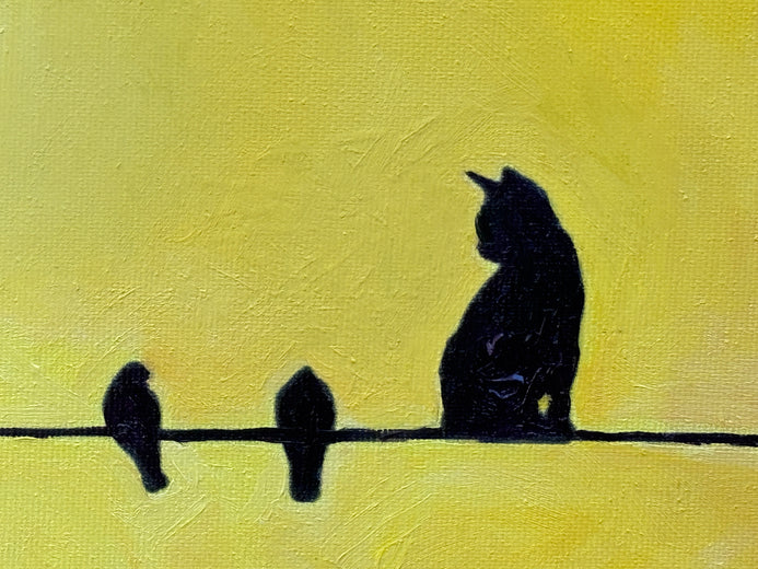 Birds and a Friend on a Wire by Keith Thomson |   Closeup View of Artwork 