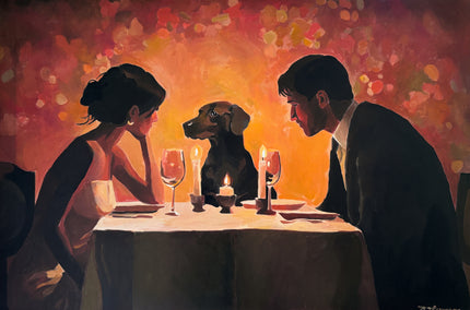 oil painting by Keith Thomson titled Family Dinner