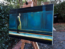Original art for sale at UGallery.com | How to Make the Train Come Faster by Keith Thomson | $2,400 | oil painting | 16' h x 24' w | thumbnail 2