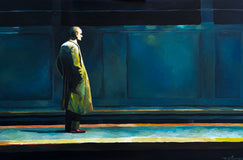 Original art for sale at UGallery.com | How to Make the Train Come Faster by Keith Thomson | $2,400 | oil painting | 16' h x 24' w | thumbnail 1