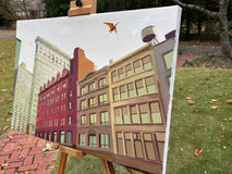 Original art for sale at UGallery.com | Large Bird in the Flatiron District by Keith Thomson | $4,500 | oil painting | 24' h x 36' w | thumbnail 2