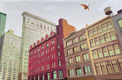 Original art for sale at UGallery.com | Large Bird in the Flatiron District by Keith Thomson | $5,000 | oil painting | 24' h x 36' w | thumbnail 1