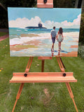 Original art for sale at UGallery.com | Long Walk on the Beach by Keith Thomson | $2,300 | oil painting | 16' h x 24' w | thumbnail 3