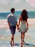 Original art for sale at UGallery.com | Long Walk on the Beach by Keith Thomson | $2,300 | oil painting | 16' h x 24' w | thumbnail 4