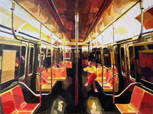 Original art for sale at UGallery.com | N Train Ninja by Keith Thomson | $2,750 | mixed media artwork | 18' h x 24' w | thumbnail 1