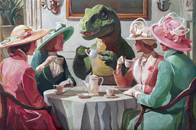 Original art for sale at UGallery.com | Tea Rex by Keith Thomson | $2,800 | oil painting | 16' h x 24' w
