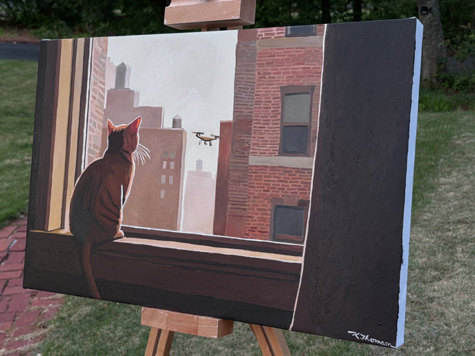 The Birdwatcher by Keith Thomson |  Side View of Artwork 