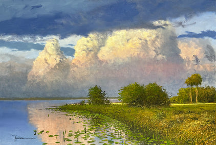 oil painting by Kent Sullivan titled Evening at the Lake