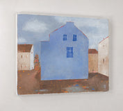 Original art for sale at UGallery.com | Blue House by Kestutis Jauniškis | $500 | oil painting | 9.4' h x 11.8' w | thumbnail 2