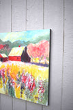 Original art for sale at UGallery.com | Red Barn near Orchard by Kip Decker | $1,150 | acrylic painting | 30' h x 30' w | thumbnail 1