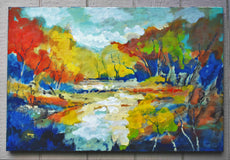 Original art for sale at UGallery.com | River Bend by Kip Decker | $1,350 | acrylic painting | 24' h x 36' w | thumbnail 3