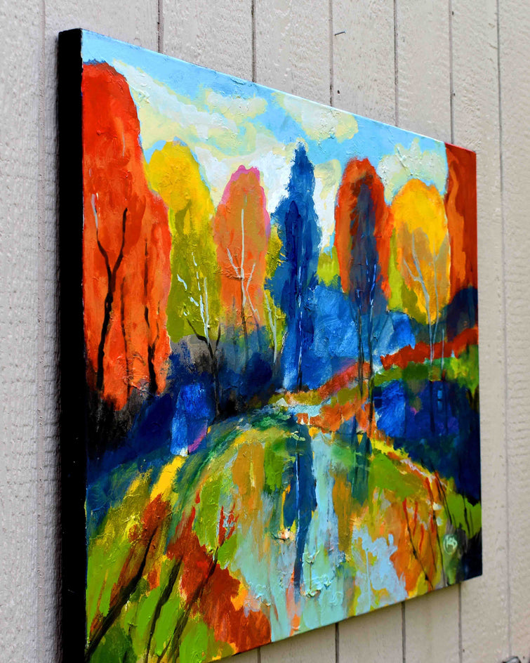 Secret Pond by Kip Decker |  Side View of Artwork 