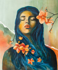 oil painting by Kristina Ingvarsson titled Let There Be a Pause in Between Blooming