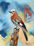 Original art for sale at UGallery.com | Nuthatch by Kristina Ingvarsson | $200 | oil painting | 9' h x 7' w | thumbnail 1