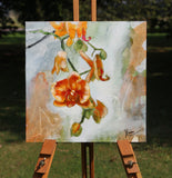 Original art for sale at UGallery.com | Orange Orchids by Kristina Ingvarsson | $235 | oil painting | 10' h x 10' w | thumbnail 3