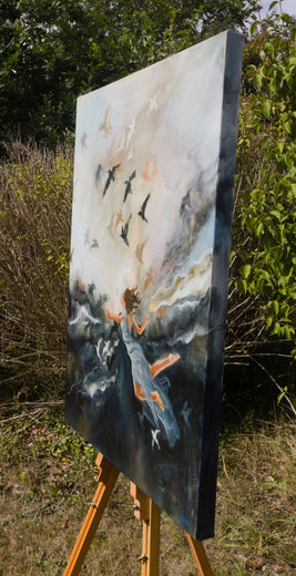 She Followed Where the Light Made Her Stronger by Kristina Ingvarsson |  Side View of Artwork 