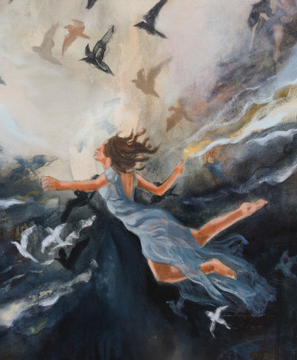 She Followed Where the Light Made Her Stronger by Kristina Ingvarsson |   Closeup View of Artwork 