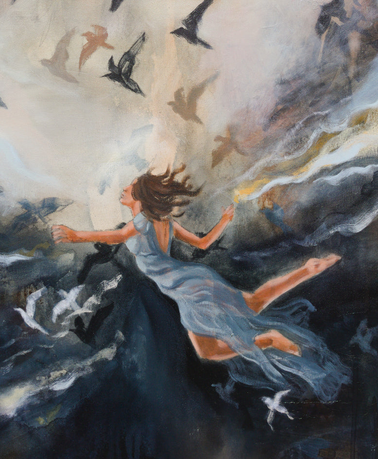 She Followed Where the Light Made Her Stronger by Kristina Ingvarsson |  Closeup View of Artwork 
