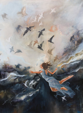Original art for sale at UGallery.com | She Followed Where the Light Made Her Stronger by Kristina Ingvarsson | $1,700 | oil painting | 32' h x 24' w