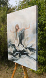 Original art for sale at UGallery.com | She Moved the Sky Without Touching It by Kristina Ingvarsson | $1,400 | oil painting | 32' h x 24' w | thumbnail 2