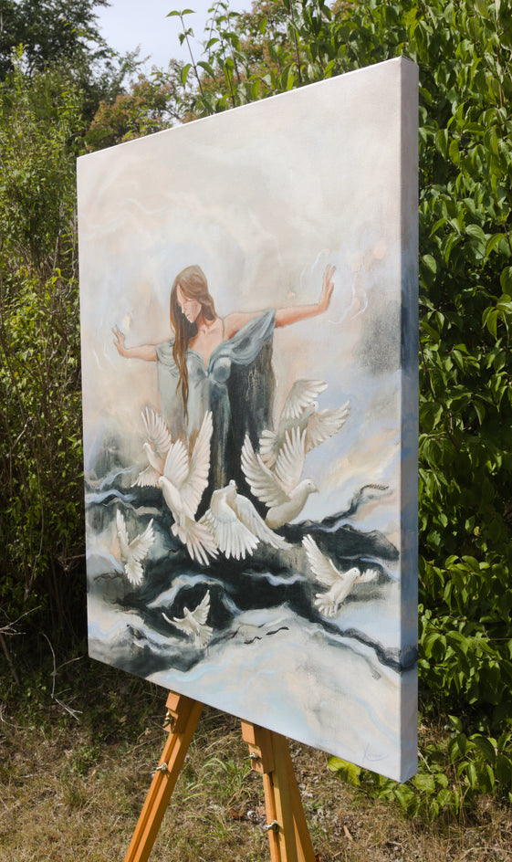 She Moved the Sky Without Touching It by Kristina Ingvarsson |  Side View of Artwork 