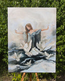Original art for sale at UGallery.com | She Moved the Sky Without Touching It by Kristina Ingvarsson | $1,400 | oil painting | 32' h x 24' w | thumbnail 3